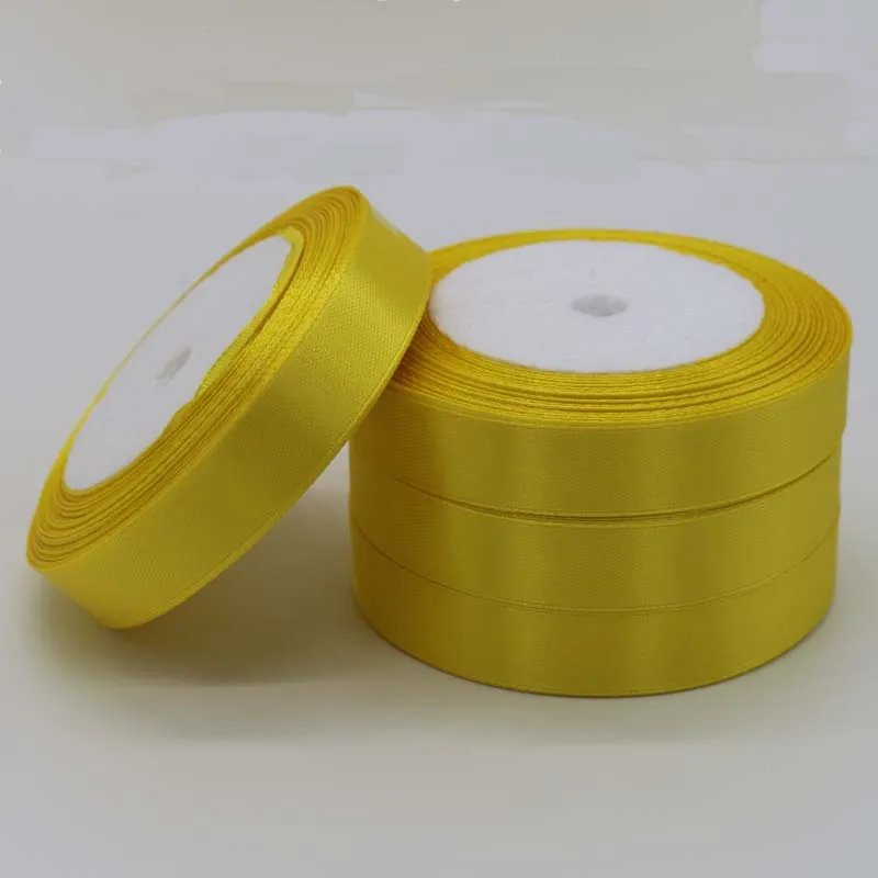25yardsroll2PiecelotBrightYellowRibbonSingleFaceSatinRibbon
