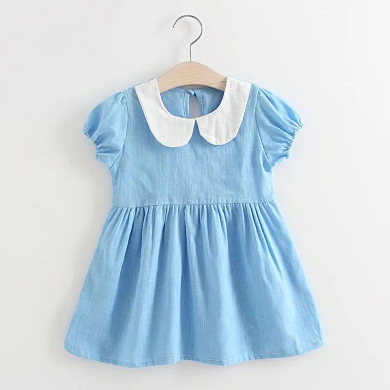 

Baby Girl Dress Summer Short Sleeve Children Girls Clothes Lovely Peter Pan Collar Kids Girls Dresses Princess 2018