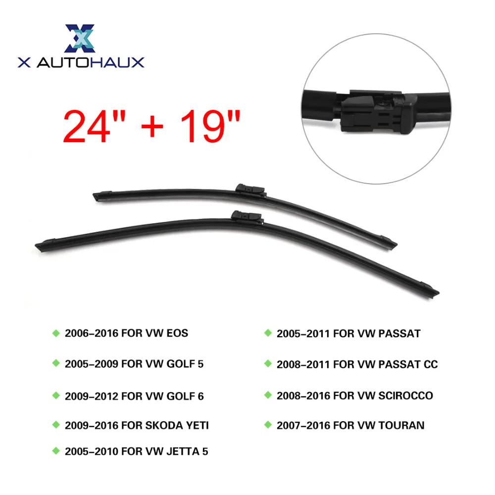 X AUTOHAUX 24" +19" Exact Fit Windshield Wiper Blades For Volkswagen