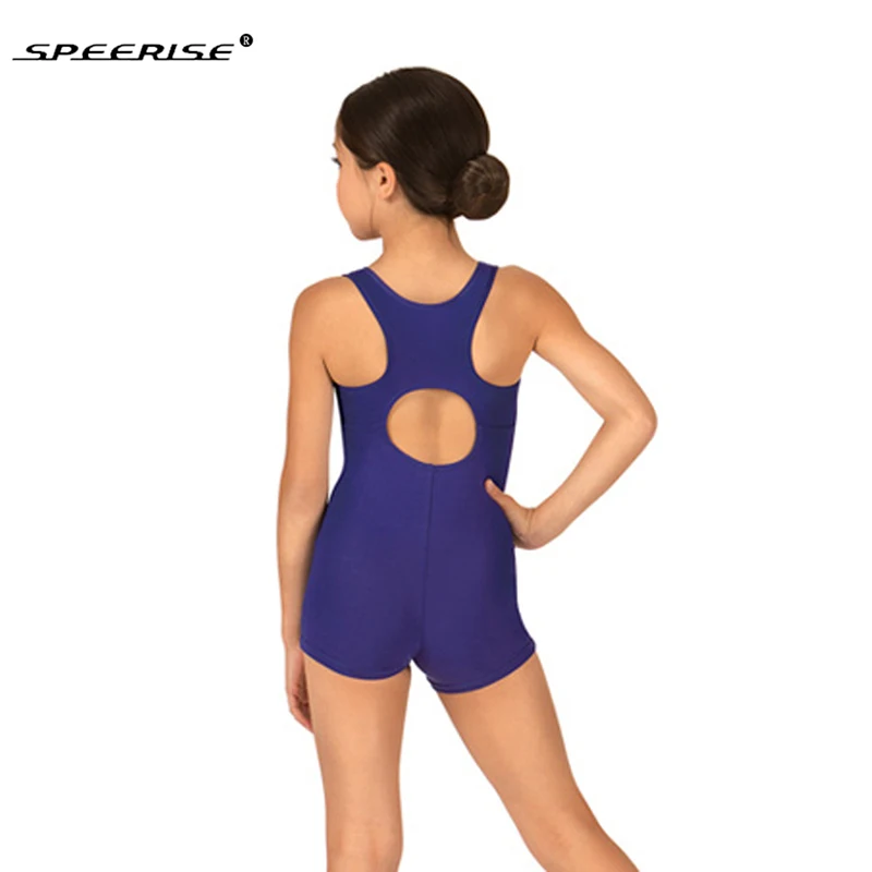 

SPEERISE Girls Spandex Racerback Tank Shorty Unitard Dancewear for Toddler Child Lycra Keyhole Gymnastics Boy Shorts Unitard