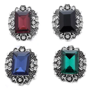 

10pcs/lot Vintage Snap Jewelry High Quality Rhinestone Crystal Flower 18mm Metal Snap Buttons Fit Ginger Snap Button Bracelet