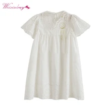 Новая летняя детская одежда с вышивкой белое кружевное платье принцессы хлопковые кружевные платья для девочек