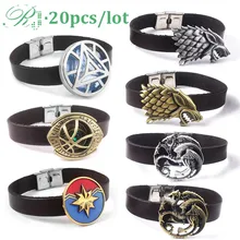 RJ 20 шт Мстители игра браслеты по мотивам сериала «Игра престолов» таргариенский Дракон Старк браслеты с волком Железный человек Pulsera для женщин ювелирные изделия подарок