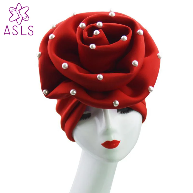 Новая мода Gele ASO EBI Тюрбан Хиджаб Hele oke aso с жемчугом для женщин