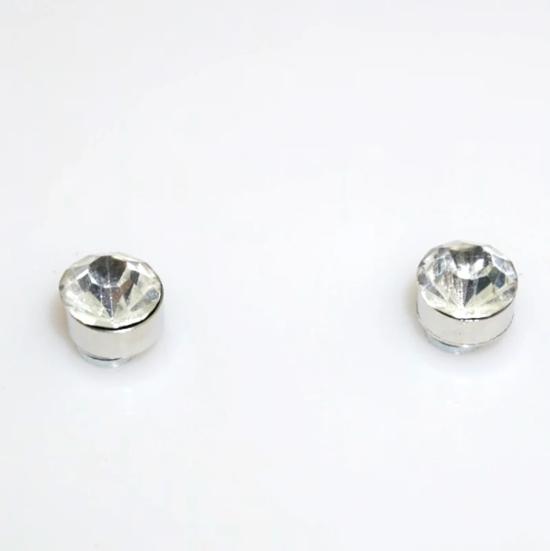 REGELIN 12 Pair/lot 4/5/6/7mm Round Crystal Rhinestone Magnet Stud Earring Puck Women Mens Magnetic Fake Ear Plug Jewelry