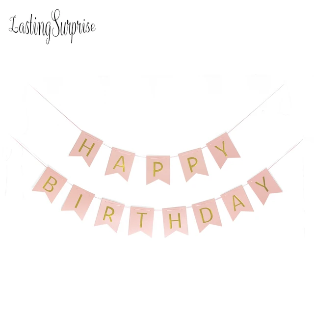 lasting surprise happy birthday paper letters banners hanging pink banners