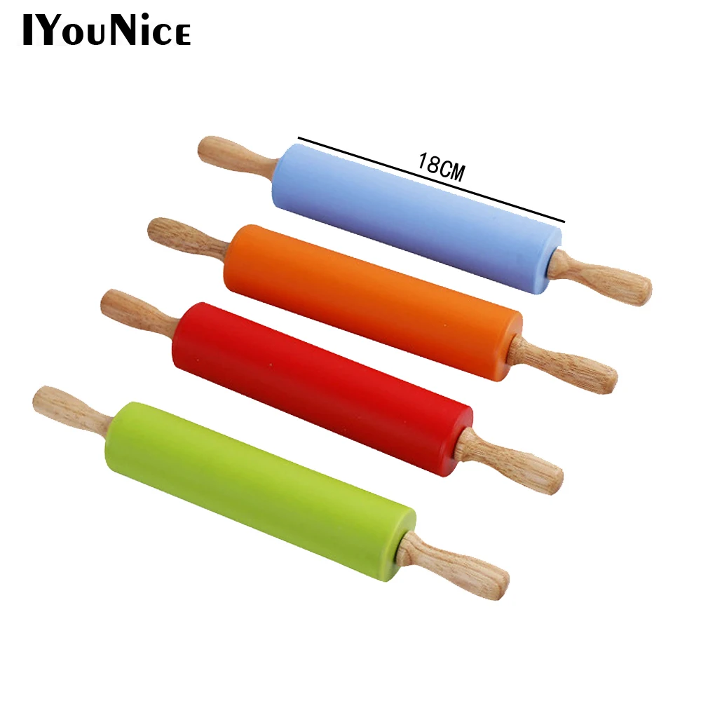 4 Colors High Quality Colorful Wood Handle Rolling Pin Cake Decorating
