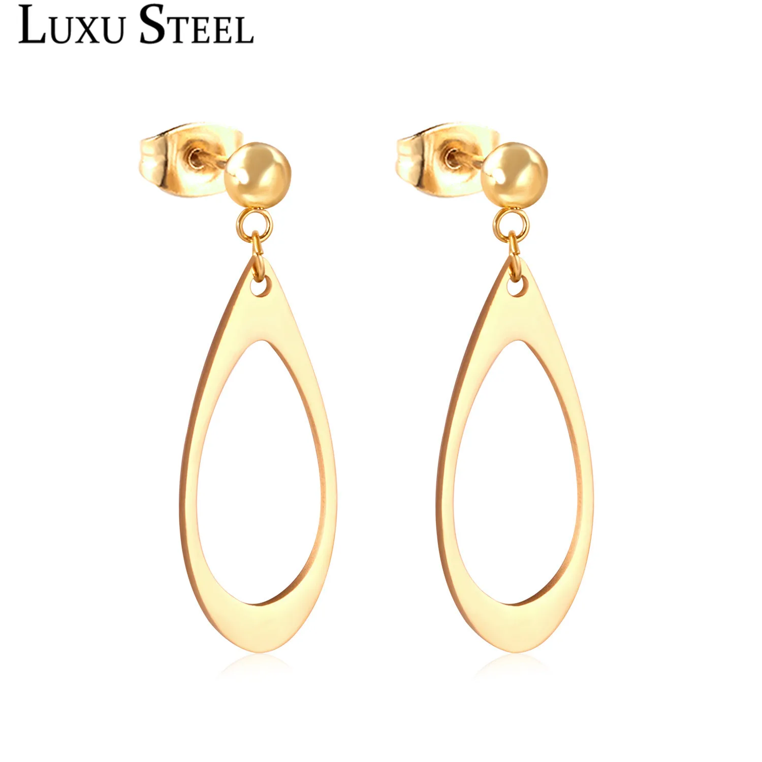 Женские серьги капли LUXUSTEEL в форме золотые/Серебристые 2019|Серьги-подвески| |