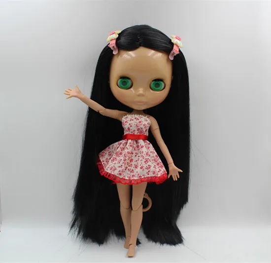 Кукла blygirl blyth черные прямые волосы кукла без одежды загара кожи сустава тела 19 суставов DIY кукла может изменить макияж