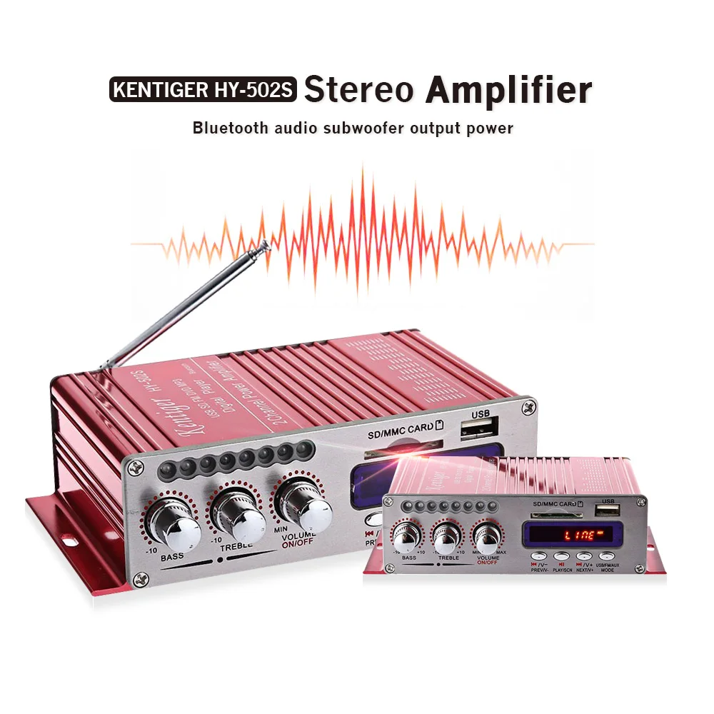Kentiger HY 502S 2CH Bluetooth Hi Fi супер выход баса мощный стереоусилитель с пульта