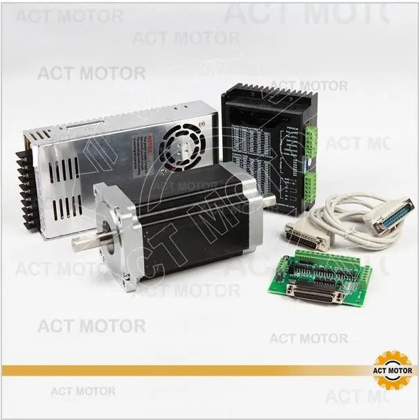 

ACT Motor 1Axis CNC Nema34 Stepper Motor 34HS5435B Dual Shaft 1600oz 3.5A+3PCS Driver DM860 7.8A with Power US CA DE UK IT Free