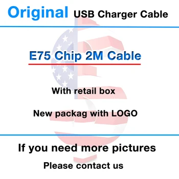 

100Pcs Genuine Original 2m/6ft E75 5/8 Chip OD:3.0mm Data USB charger Cable for iphone 5 6 6s 7 Plus 8 X XR XS MAX with box