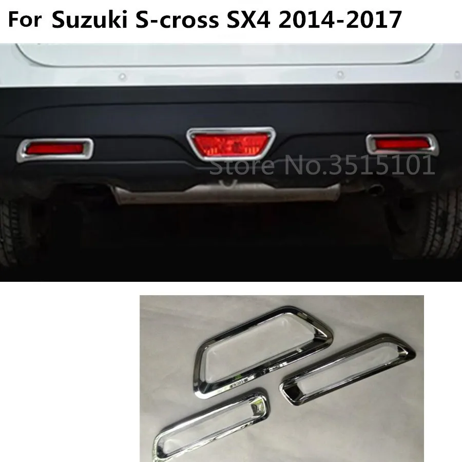 

car cover ABS Chrome lamp rear tail fog Light +brake Stop light trim frame 3pc For Suzuki S-cross scross SX4 2014 2015 2016 2017