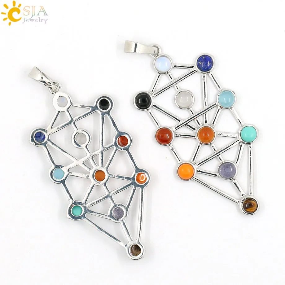 7 chakra stones jewelry Charms Reiki Healing Point Energy Pendant