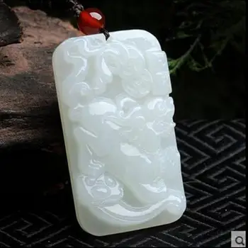 

Xinjiang Hetian jade inlaid dragon and phoenix pendant Jin Xiangant sent a certificate2654#