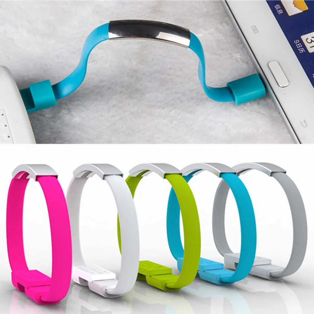 

Wearable USB2.0 Charging Bracelet Charging Cable Portable USB Phone Charger for iPhone 6S 7 8 X Type C Micro USB Android Phones