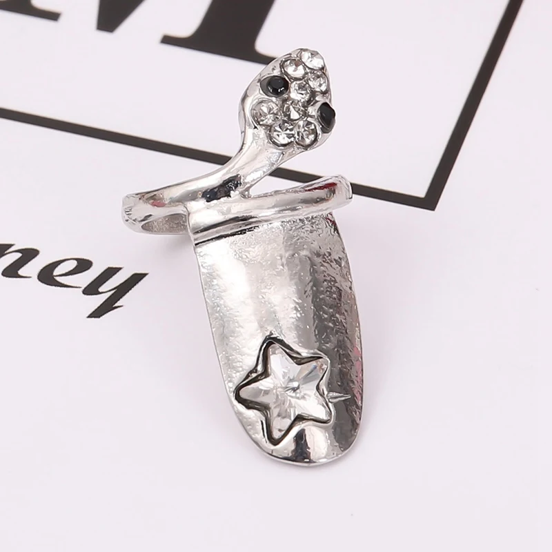 

2018 new Sparkling Nail Rings Charm Jewelry Micro CZ Pave snake Punk Austrian Crystal Ring For Women Christmas