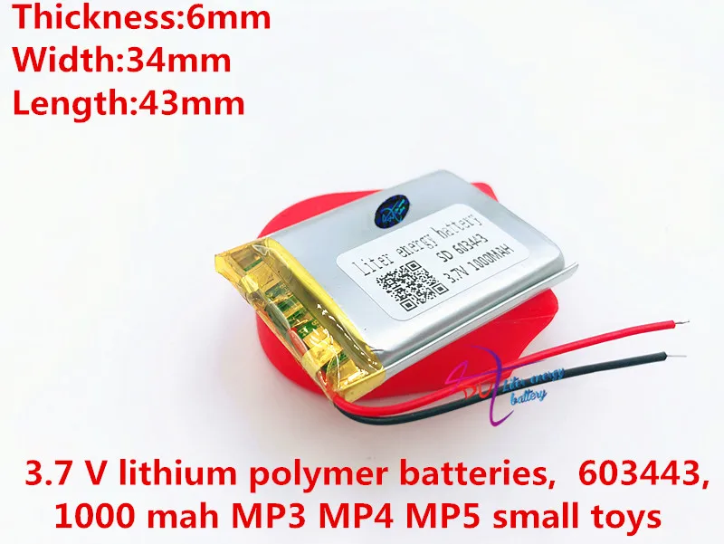 

Lithium Polymer Battery GPS 603443 1000mah 3.7V navigator Special battery