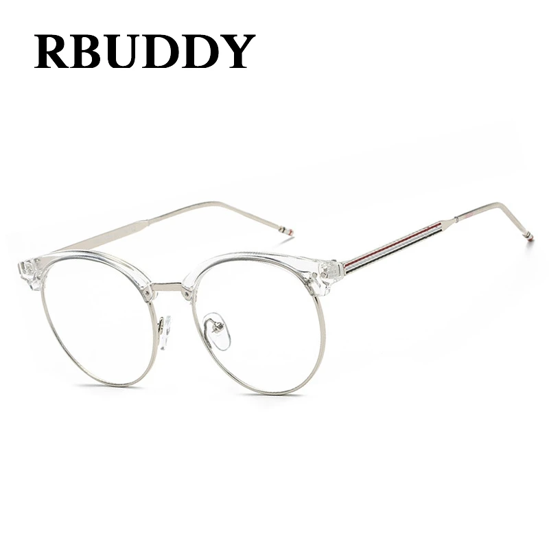 Beste RBUDDY Ronde Transparante Glazen Nep Computer Leesbril Clear Lens Mannen Vrouwen Optische Brillen Metalen Brillen Lunettes