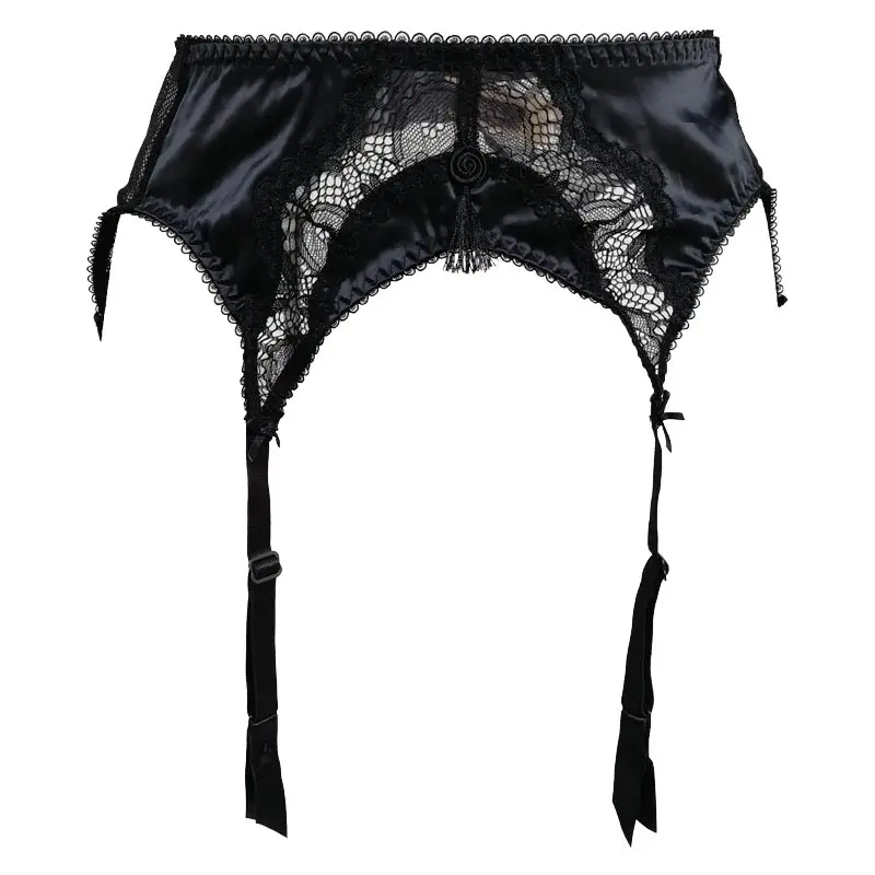 Black Satin Lace Tassel Bow 6 Strap Metal Clips Sexy Garter Belts for Stockings Women's Suspender Belt Sexy lingerie Gift GA1205 Black Satin Lace Tassel Bow 6 Strap Metal Clips Sexy Garter Belts for Stockings Women's Suspender Belt Sexy lingerie Gift GA1205