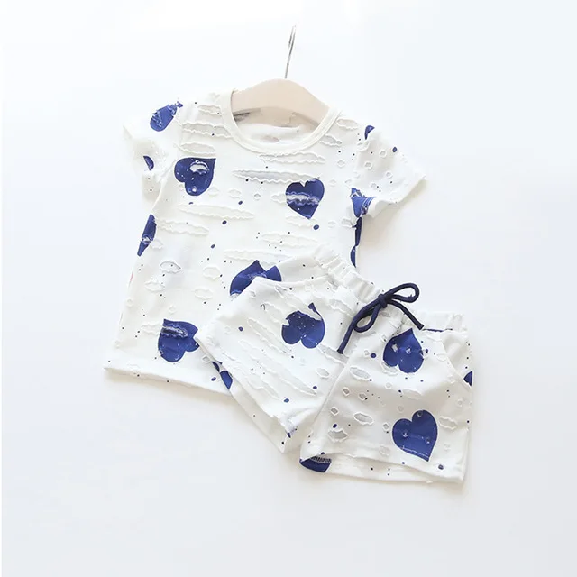 2pcs/sets,Casual Kids Clothing Baby Girls Clothes Sets Summer Heart Printed Girl Tops Shirts + Shorts Suits Children's Clothing HTB1TTIaQXXXXXcfXVXXq6xXFXXXu - 2pcs/sets,Casual Kids Clothing Baby Girls Clothes Sets Summer Heart Printed Girl Tops Shirts + Shorts Suits Children's Clothing