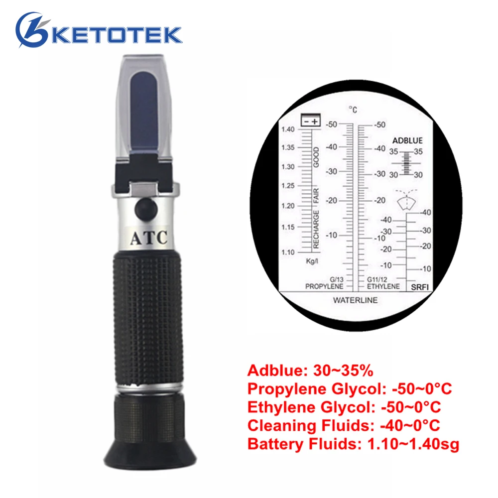 

4 in 1 Car Battery Refractometer Engine fluid Glycol Freezing point Urea Adblue Automotive Antifreeze Refractometer Meter