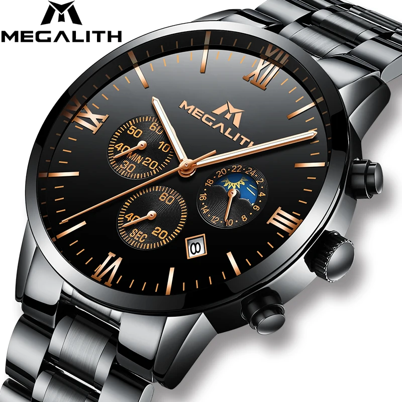 

Relogio Masculino MEGALITH Watches Men Luxury Brand Sport Stainless Steel Quartz Watch Men's Waterproof Military Wrist Watches