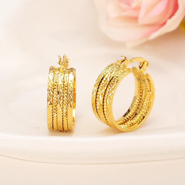 Bangrui New Design Hoop Earrings 22k Yellow Gold Color Twisted Bangrui New Design Hoop Earrings 22k Yellow Gold Color Twisted Earings For Women S Jewelry