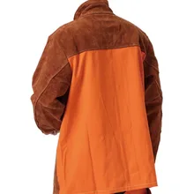 Сварочный фартук из коровьей кожи оранжевая огнестойкая задняя кофейная кожаная сварочная куртка