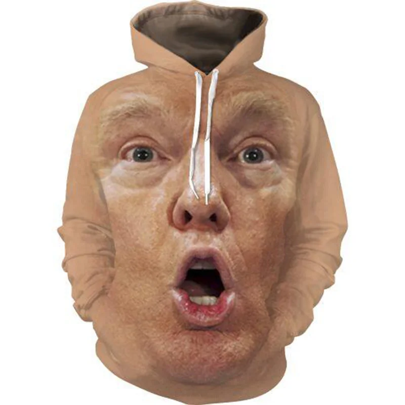 Benxsea 2018 Мода 3D толстовки Для мужчин Смешные Трамп лицо 3D топы с капюшоном пуловеры Спортивный Костюм Уличная