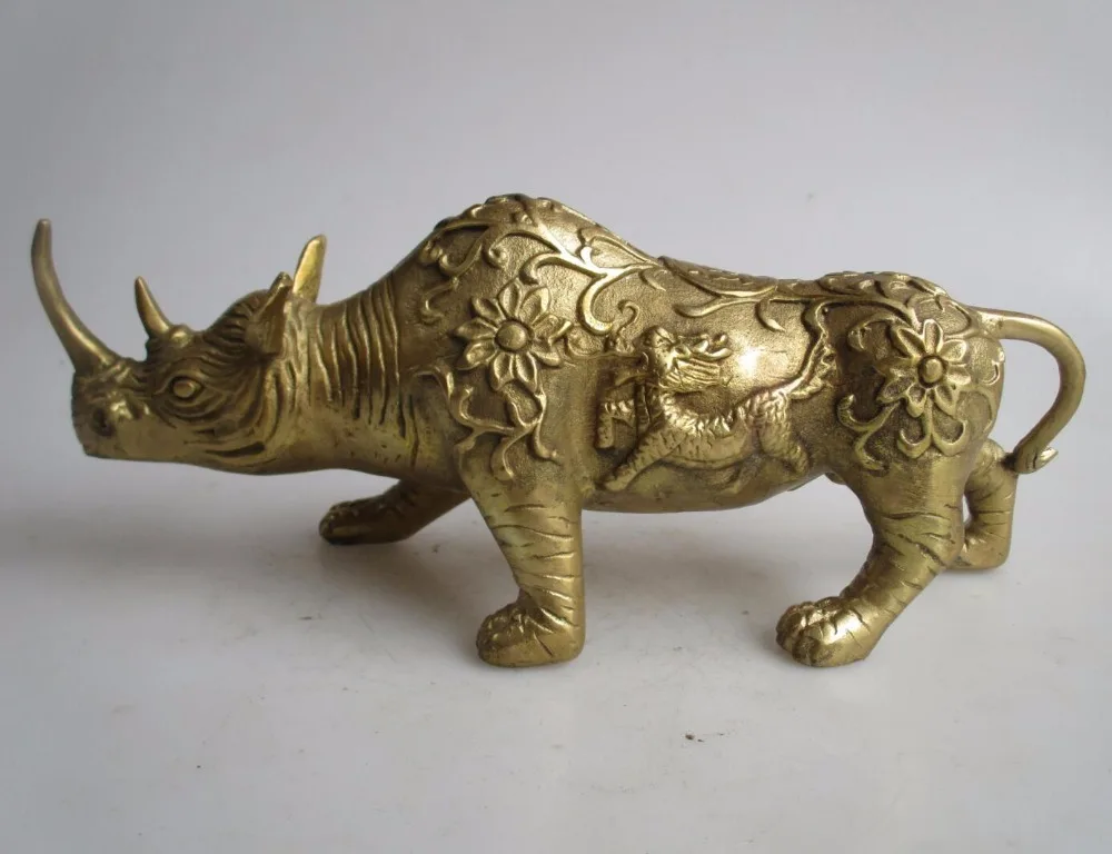 

Long :26CM Home Decor Feng Shui brass rhinoceros statue /Metal Decoration Crafts Lucky rhinoceros Sculpture