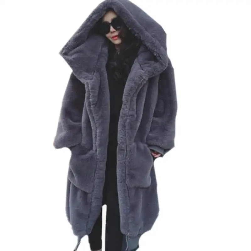 

MSAISS Winter Women Long Cotton Coat Faux Mink Fur Jacket Thick Plush Coat Female Hairy Overcoat Fluffy Warm Outerwear Plus Size