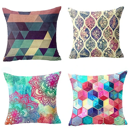 

Geometric Pattern Linen Pillowcase Pillow Cover Case Square