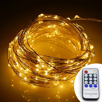 

Remote Control 66Ft 20M 200 LEDs Warm White LED String Starry lights Christmas fairy Lights Silver Wire + power adapter
