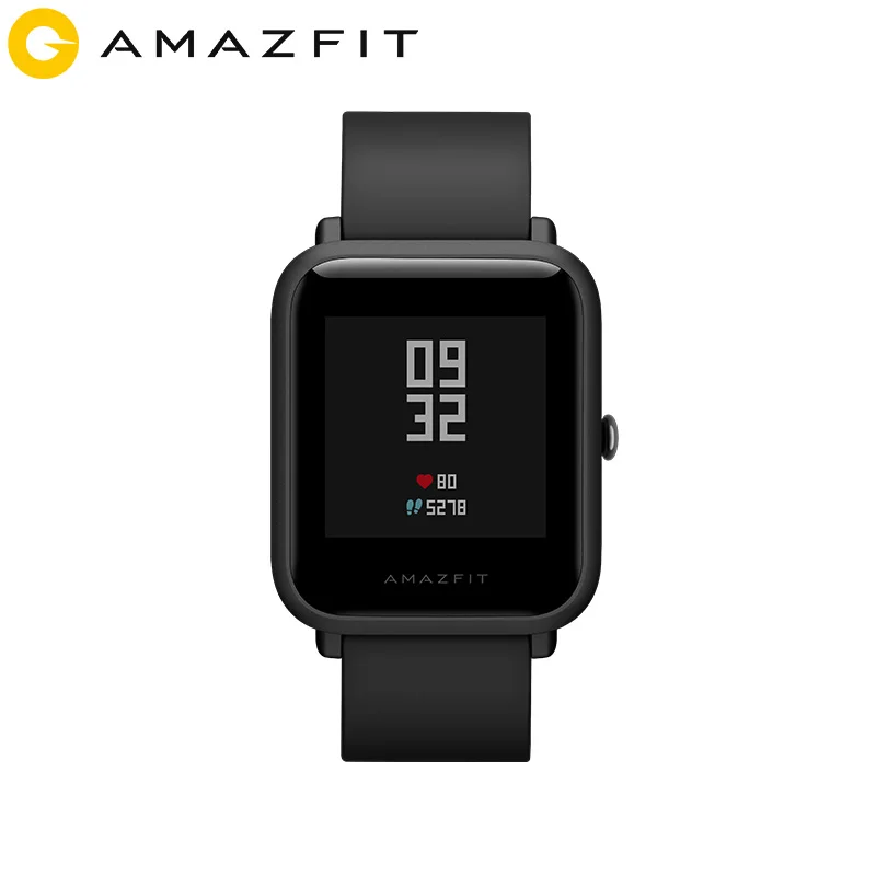 Русский Смарт-часы Amazfit Bip Bluetooth gps спортивный монитор сердечного ритма IP68 вызов Re mi nder mi Fit приложение для Xiao mi мобильного телефона 7 IOS - Цвет: black
