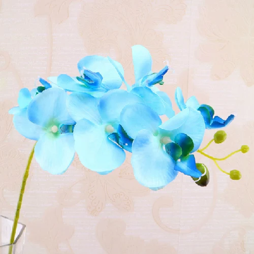 6 стеблей синий искусственный шелк орхидеи ветви белая свадебная бабочка Орхидея фаленопсис для украшения дома вечерние цветы на стол - Цвет: Dark Purple