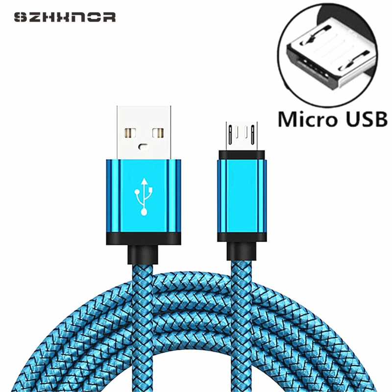 Micro USB быстрая зарядка кабель для Samsung Galaxy A3/A5/A7 J3 S7 край 2/3 метровый Kabel телефон Зарядное устройство короткий шнур - Цвет: Синий