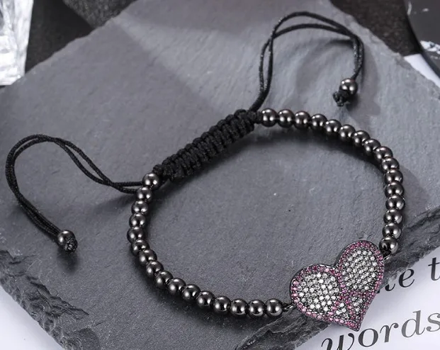 gold silver rose micro pave cz zircon rope adjusted Macrame bracelet yugh125 star Charm Braided Braiding Bangles | Украшения и