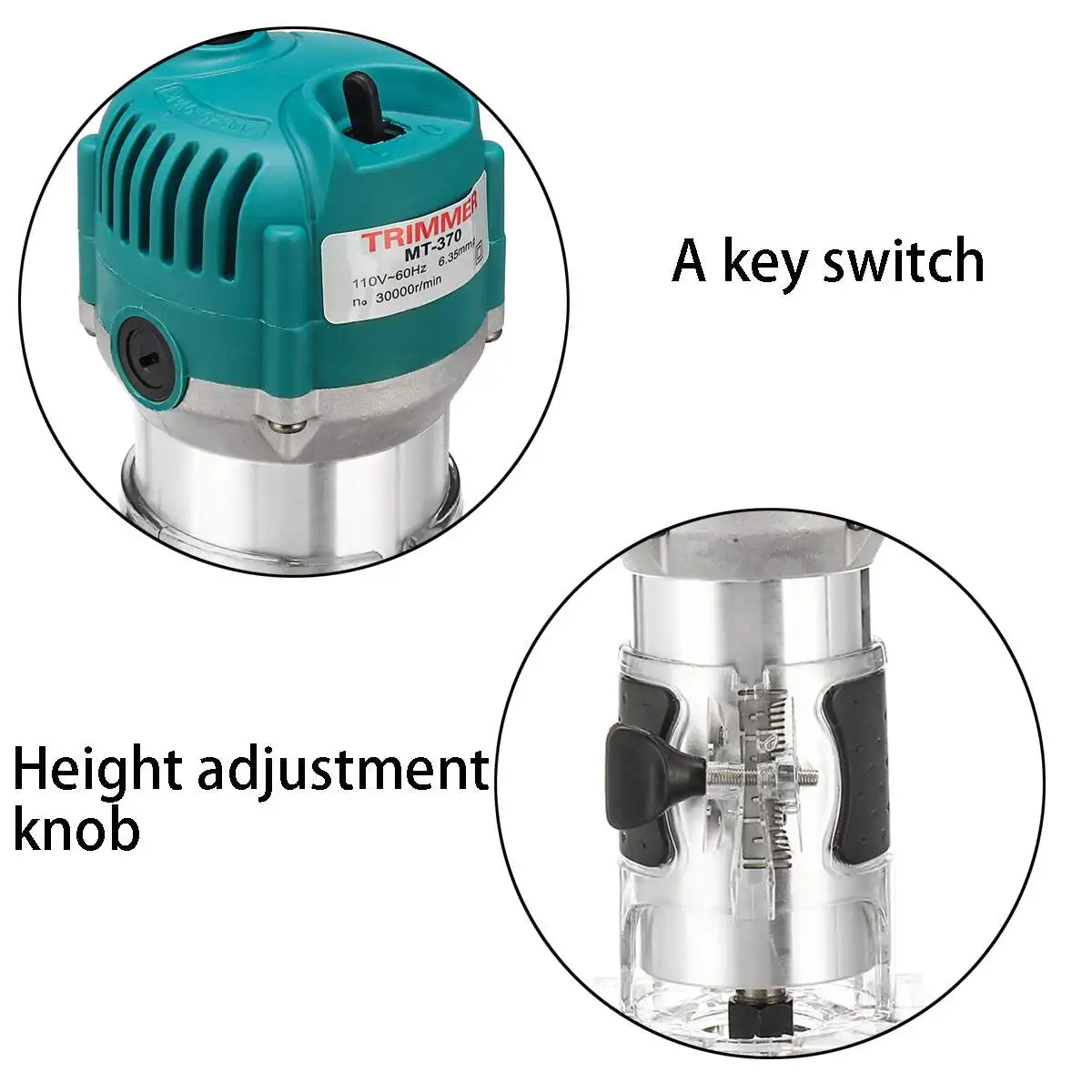 2200 W eléctrico mano Borde de laminado Trimmer de enrutador de madera 1/4 ''Collet máquina de tallado de carpintería de madera herramientas - 3