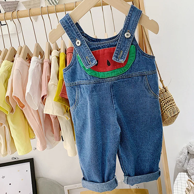 

Summer Girls Boys Overalls Pants Baby Clothes Kids Children Girls Boys Watermelon Washed Denim Jeans Pant Trousers Clothes WT398