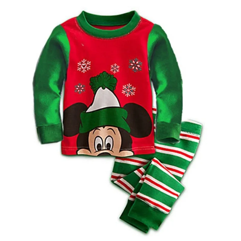 Комплект детской одежды, Рождественский Пижамный костюм для маленьких мальчиков и девочек, новогодняя Детская одежда для сна с оленем и Санта-Клаусом, комплект одежды для сна с героями мультфильмов