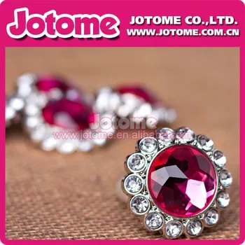

Fashion Acrylic Rhinestone Button Pink Garmenthair bow garment DIY accessory for Clothing dress wedding with Shank