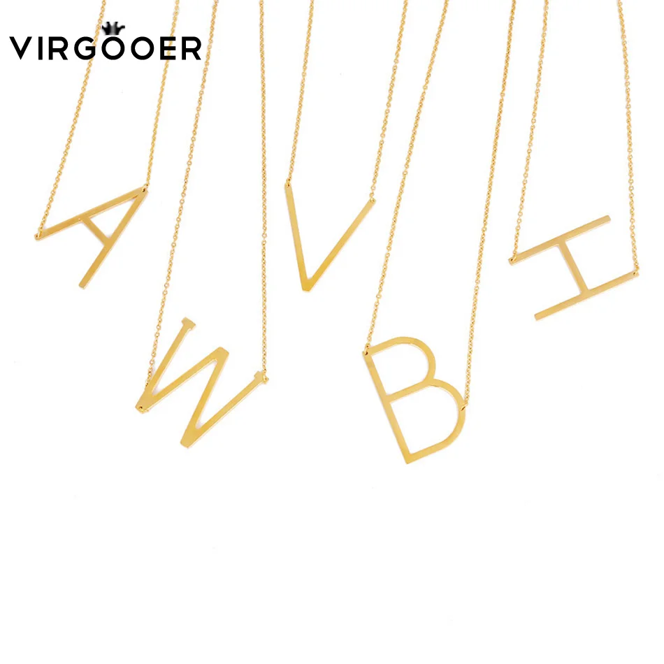 Virgooer Крошечные золотые ожерелья с инициалами для женщин из нержавеющей стали