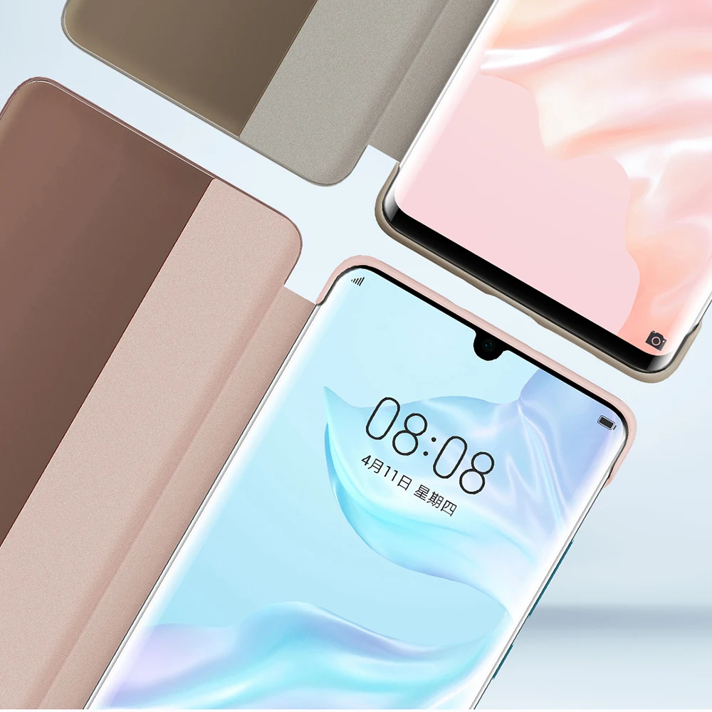 For Huawei P30 Pro Case Original Mirror Smart View Wake Sleep Up Cover Leather Protection Flip Case Huawei P30 P20 Pro Flip Case