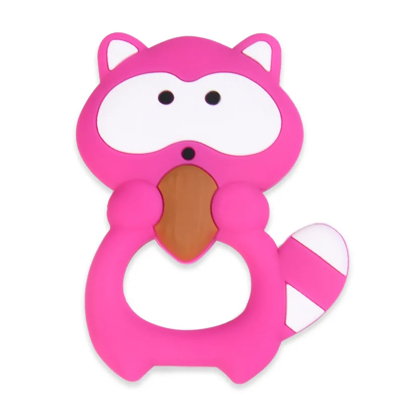 Squirrel Rose Детские Прорезыватель животных Собака белка енота силиконовый прорезыватель из ДФП силиконовые Четки Для режущихся зубов для Цепочки и ожерелья для кормящих зубы - Цвет: Squirrel Rose