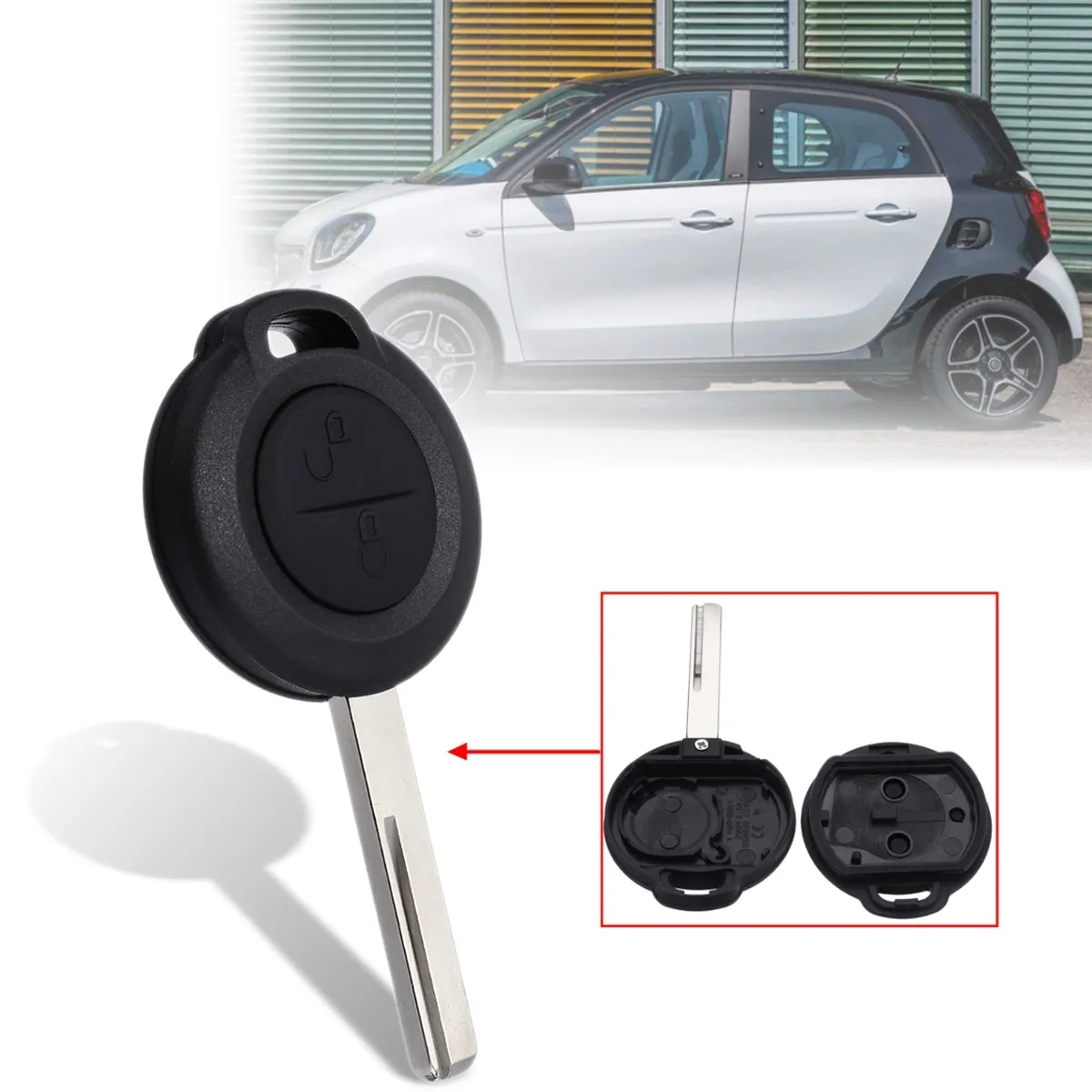 

2 Buttons Open Lock Car Remote Key Fob Case Shell For Benz/Mercedes Smart Forfour