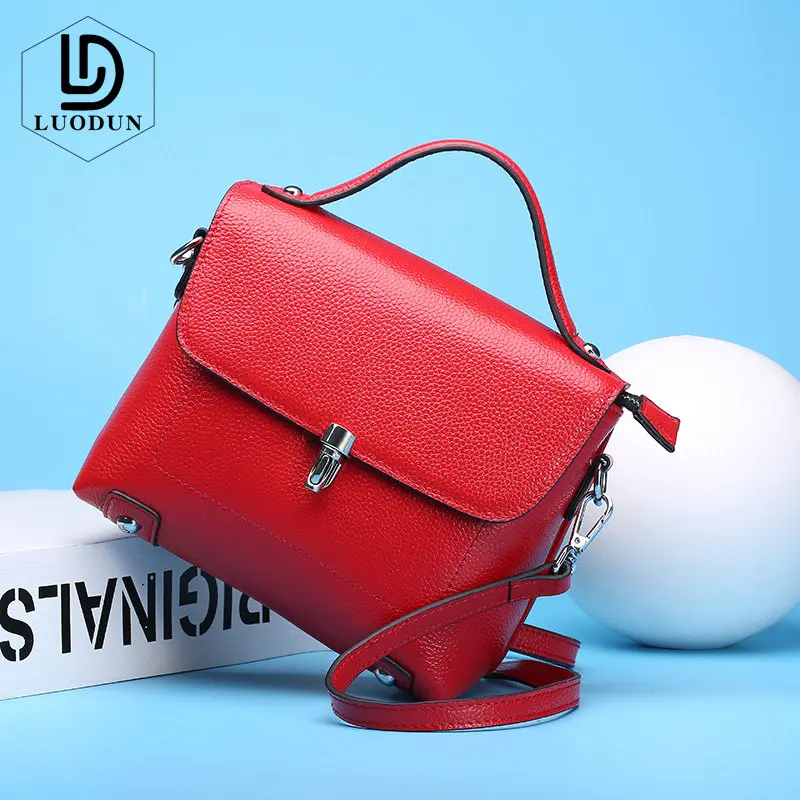 

LUODUN Brand spring and summer new Genuine Leather handbags first layer of cowhide shoulder Messenger bag Small party package