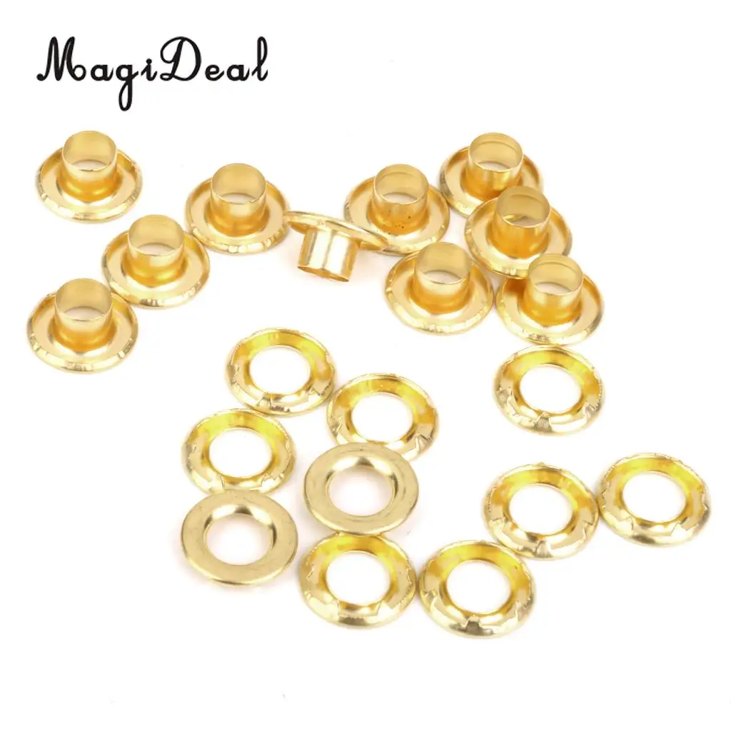 MagiDeal 10 Pieces Copper Tent Awning Grommets Tarp Eyelets Replacement Kit Gold for Camping Hiking Jeans Clothes Accessories