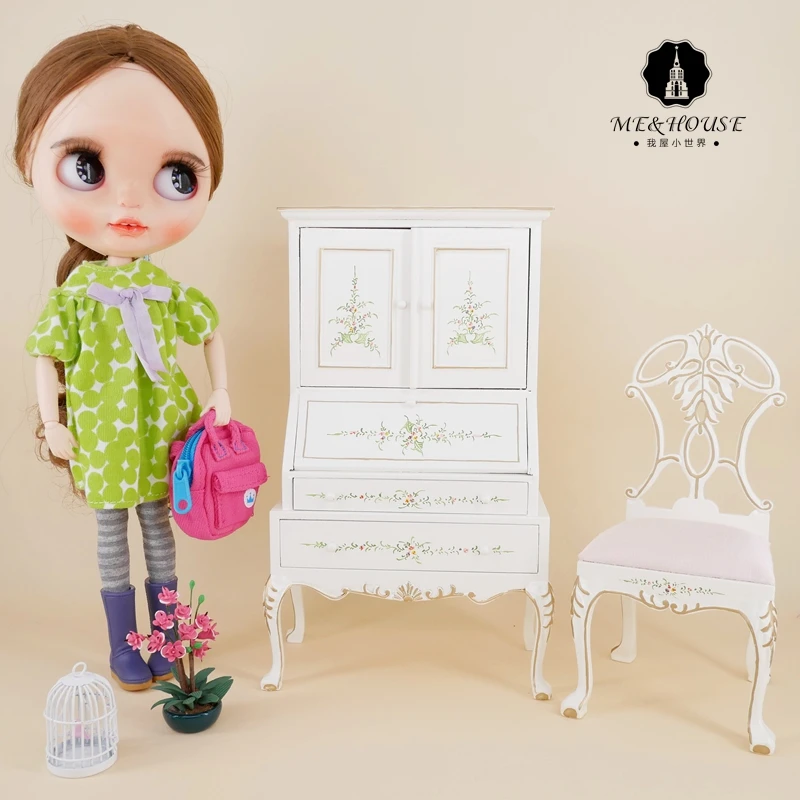 1/6 Scale New BJD Doll House Wooden American Style Desk Miniature Handmade Pretend Mini