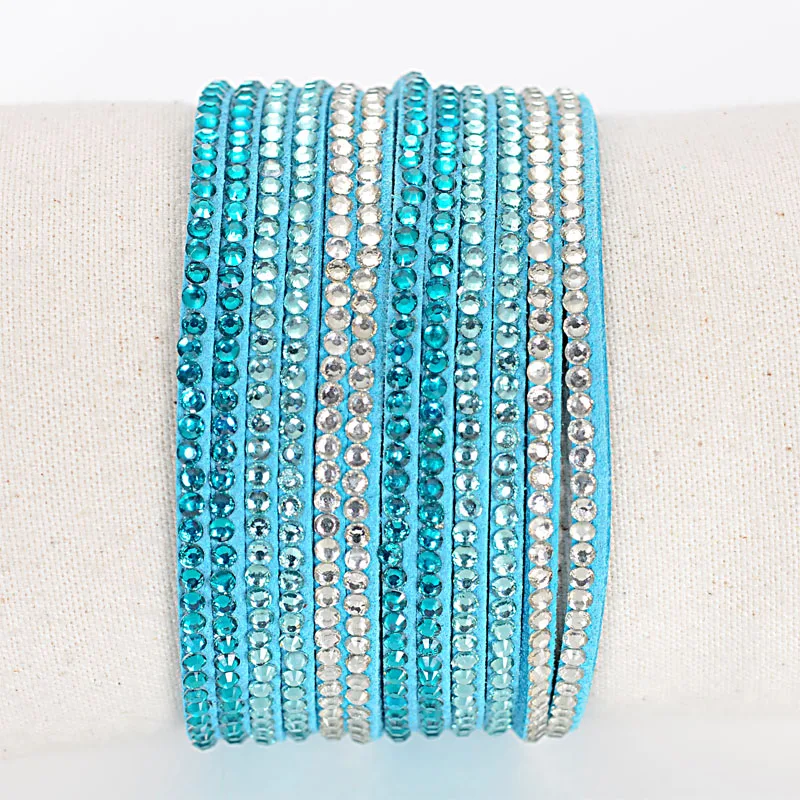 Многослойный кожаный браслет с двойной обмоткой кристаллами|double wrap bracelet|wrap